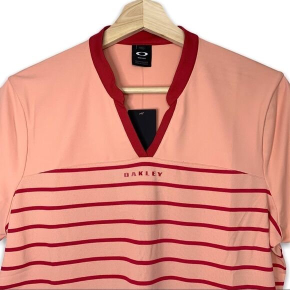 Oakley Striped V-Neck T-shirt NWT - Picture 2 of 7